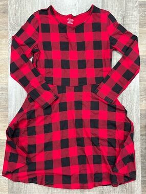 The Children's Place Red and Black Buffalo Plaid Twirl Dress Size XL/14 (youth)
